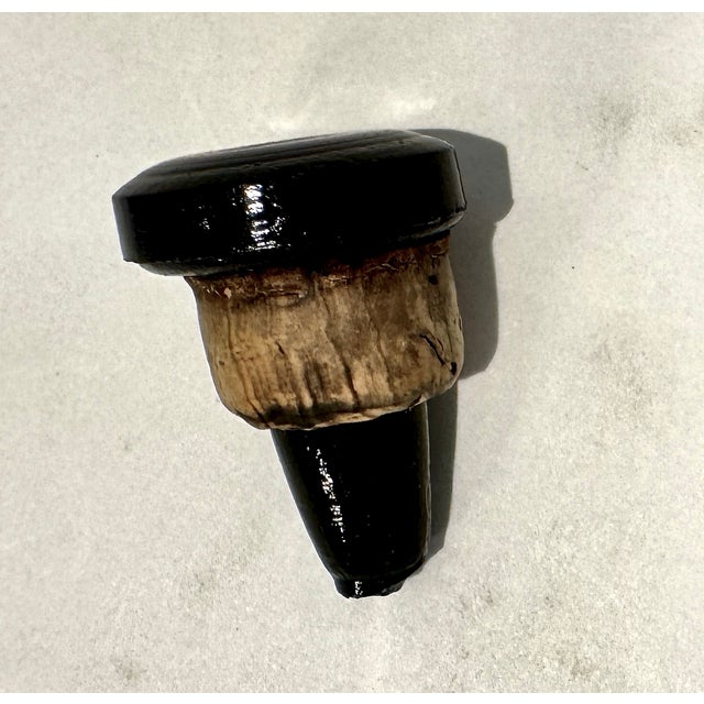 Wood Olive Green Glass Apothecary Bottle With Original Glass Stopper Circa 1930’s For Sale - Image 7 of 12