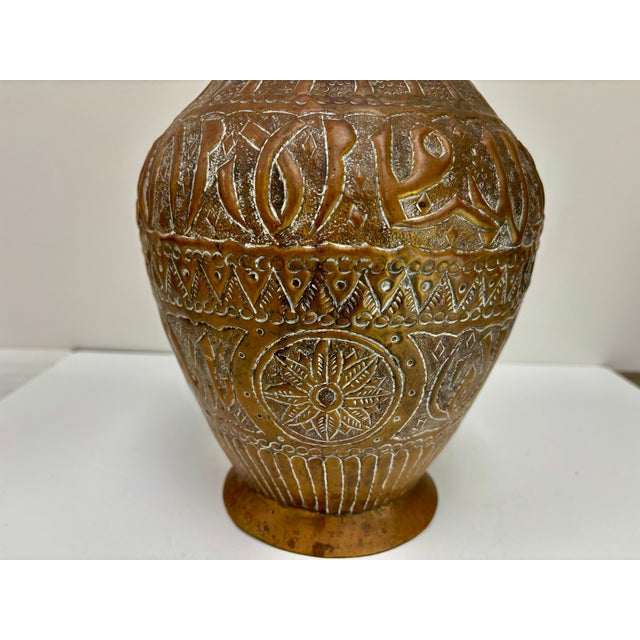 Vintage Middle Eastern Large Copper Handmade Vessels With 2 Ring Handles - A Pair For Sale - Image 12 of 16