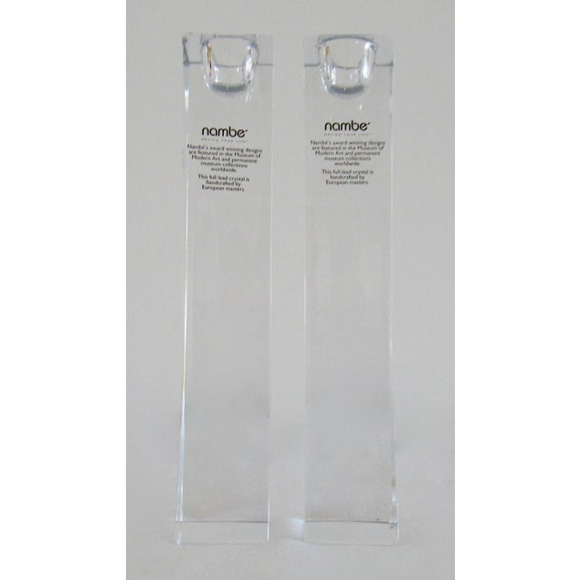 Nambe' "Kissing" Crystal Candle Holders -Pair For Sale - Image 4 of 11