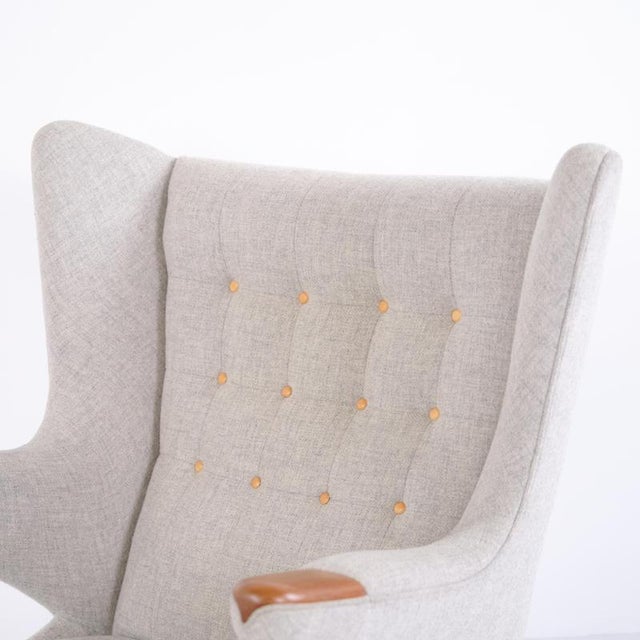 1950s Model AP19 Papa Bear Chair in Light Grey Hallingdal Fabric and Teak attributed to Hans J. Wegner for PP Møbler, 1950s For Sale - Image 5 of 11