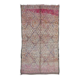 Pink Moroccan Beni M'Guild Wool Rug - 10.6 X 5.7 Ft For Sale