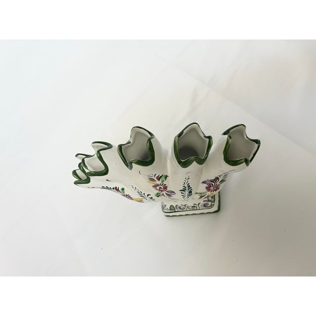 Mid 20th Century Vintage Portuguese Five-Finger Majolica Bud Vase For Sale - Image 5 of 8