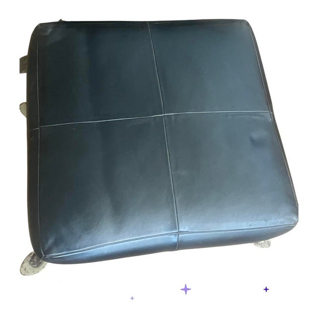 2000 - 2009 Architectural Motorcycle Leather Rocker Lounge Chair W/Ottoman Attributed to Joshua Height For Sale - Image 5 of 14