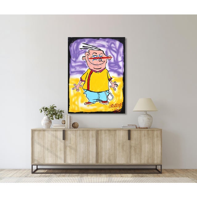 Yellow Eddy - Pop Art Character Inspired Painting on Canvas by Original Artwork Randy Morales For Sale - Image 8 of 9