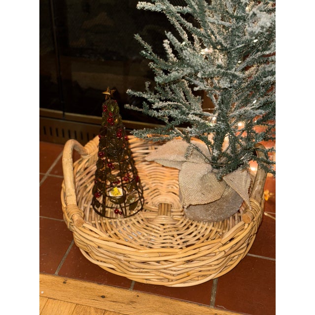 American Vintage Rattan/Wicker Basket Large For Sale - Image 3 of 6