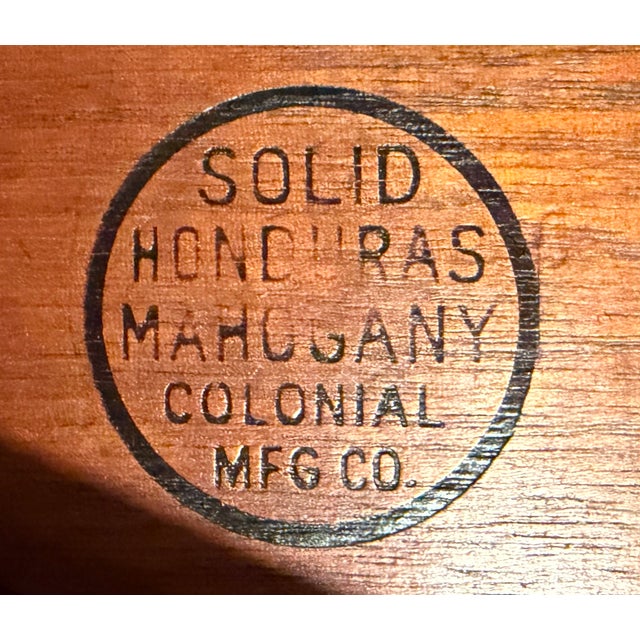 Wood Antique Colonial MFG Co. Solid Honduras Mahogany Kidney Desk (Model 593) For Sale - Image 7 of 9