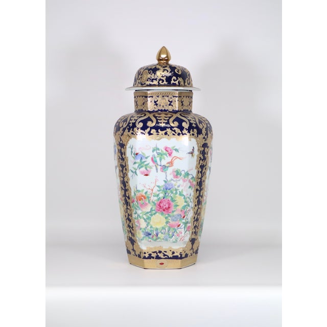 Very Large Chinese Vase, with the Quianlong Mark, probably made it in the 60's -70's. Gorgeous deep cobalt blue with gold...