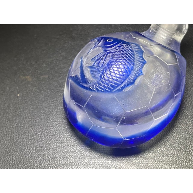 Chinese Early Republic Period Antique Carved Cobalt Glass Snuff Bottle Coral Stopper For Sale - Image 3 of 8