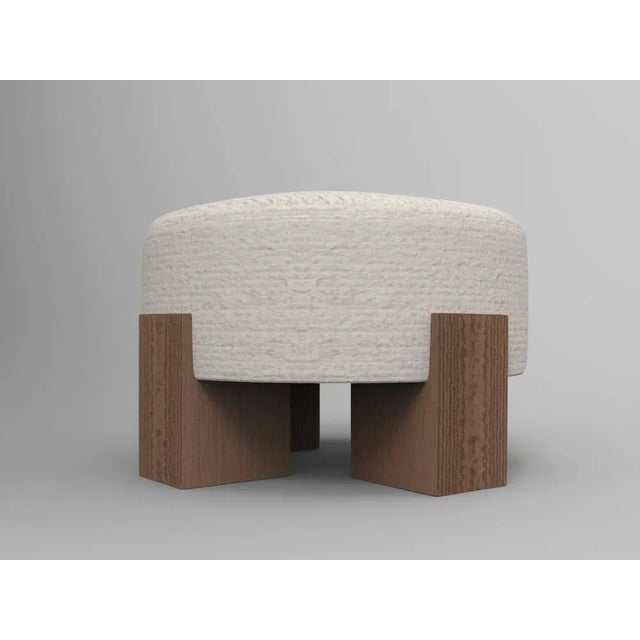 Not Yet Made - Made To Order Cassette Pouf in Outside Tricot Off White Fabric and Smoked Oak by Alter Ego for Collector For Sale - Image 5 of 5