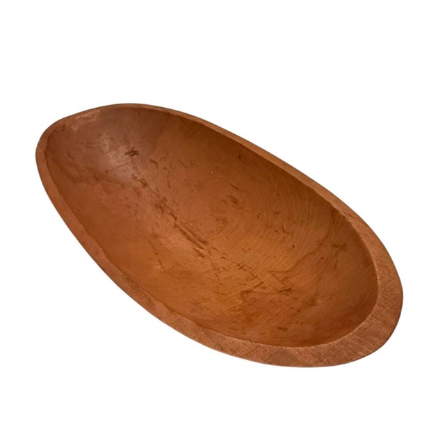 Vintage Primitive 17 3/4” Wooden Oval Dough or Trencher Bowl For Sale In Washington DC - Image 6 of 12