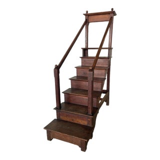19th Century English Oak Library Steps For Sale