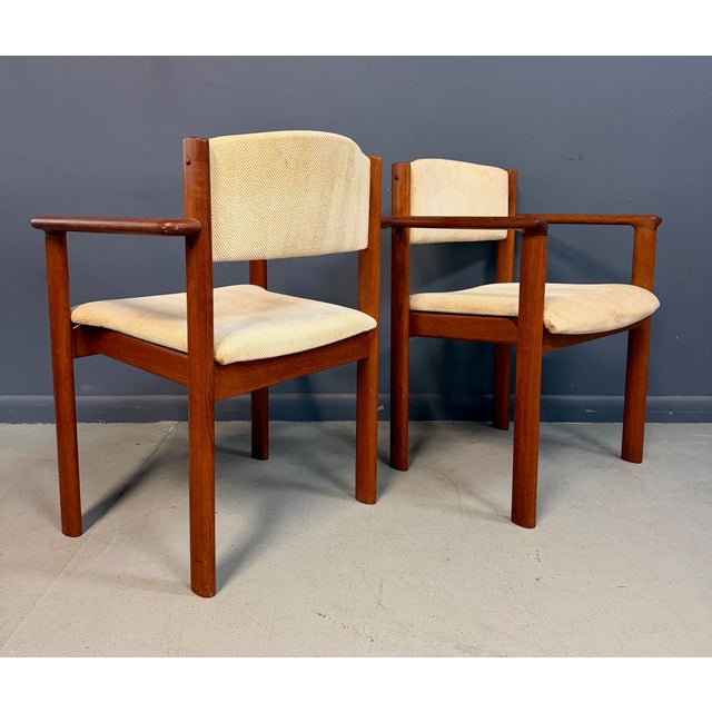 1970s Set of Six Scandinavian Modern Teak Stacking Armchairs, Denmark or Norway, 1970s For Sale - Image 5 of 13