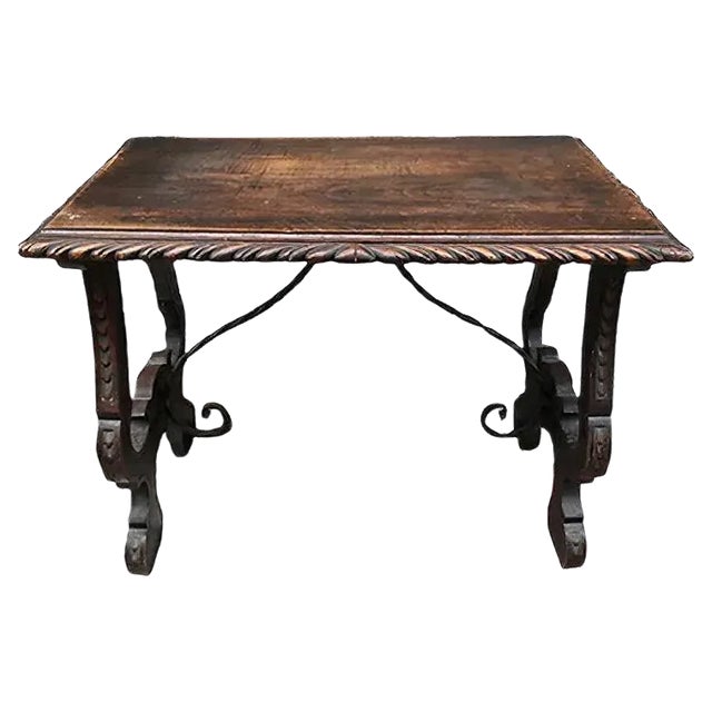18th Century Spanish Chestnut and Wrought Iron Table For Sale