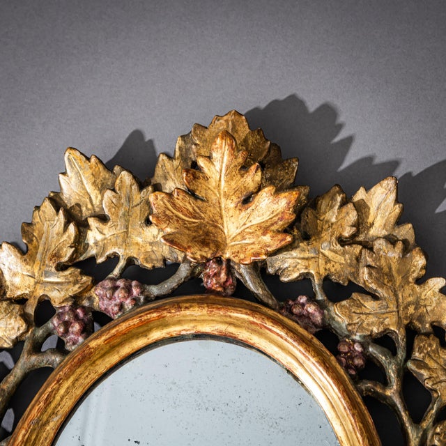 Mirror with Vine Leaf Frame, Florence, Italy, 19th Century For Sale - Image 3 of 7