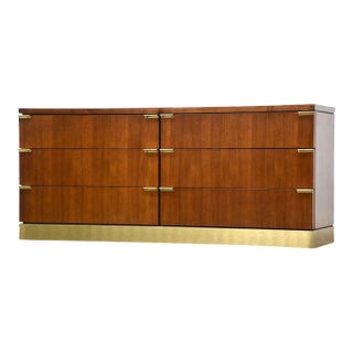 Refinished Walnut and Brass Dresser by Glenn of California For Sale