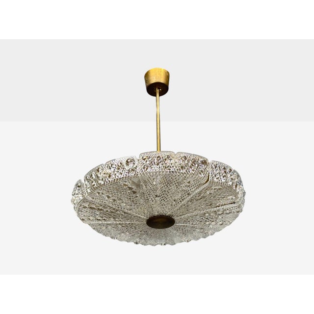 Mid-Century Modern 1960s Carl Fagerlund, Pendant Light, Textured Glass, Brass For Sale - Image 3 of 15