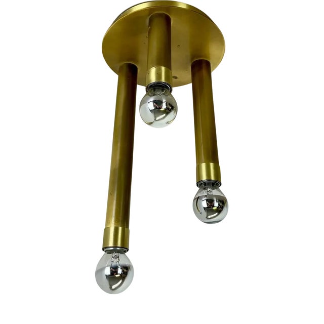 Space Age Italian Brass Atomic Ceiling Light by Gio Ponti, Italy, 1970s For Sale