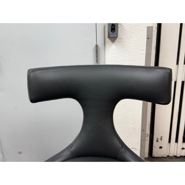 Animal Skin Global Views Anvil Black Leather Bar Stools, Pair For Sale - Image 7 of 12