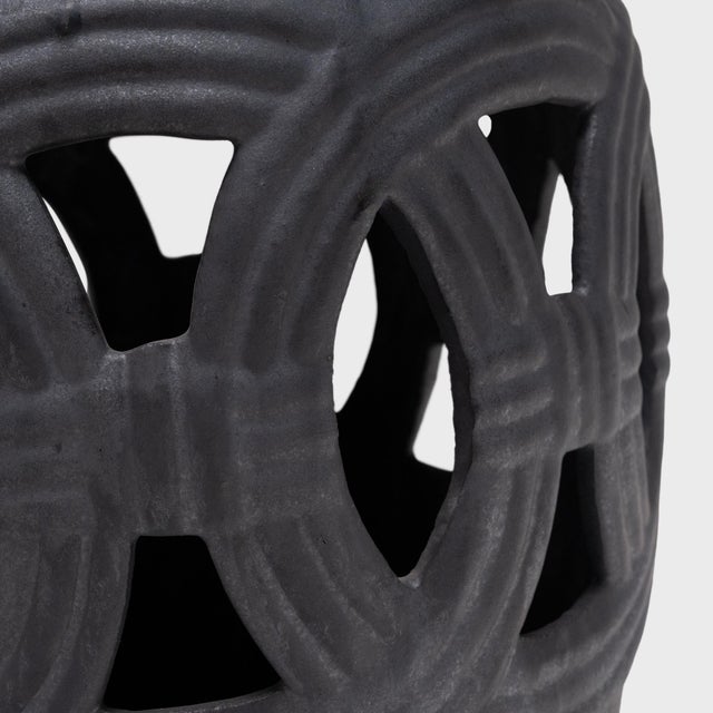 Early 21st Century Chinese Graphite Black Prosperity Garden Stool For Sale - Image 5 of 5