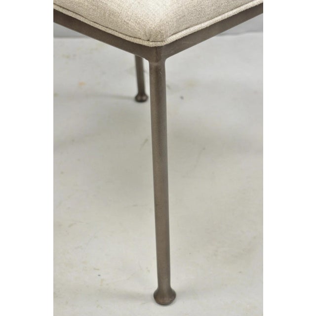 Contemporary Modern Metal Frame Oval Back Upholstered Dining Side Chairs - Set of 4 For Sale - Image 14 of 16