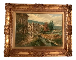 Pietro Virgilio Lietti, Rural Landscape, 1970, Oil on Canvas, Framed
