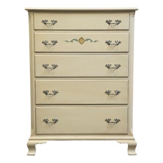 Kindel Furniture Off White Painted Country French Provincial 37" Chest of Drawers For Sale