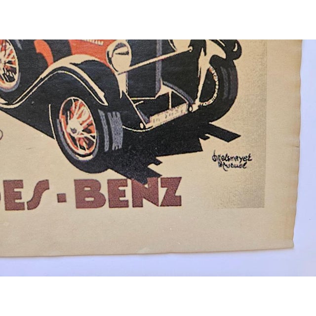 Art Deco Mercedes Benz Automobile Advertising Poster, 1930s For Sale - Image 3 of 7