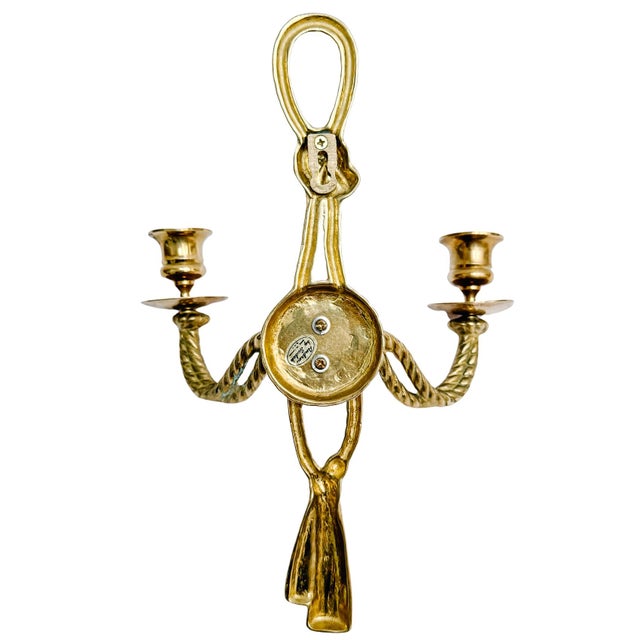 Vintage Andrea by Sadek Brass Rope & Tassel Two-Light Wall Sconces - A Pair For Sale In San Diego - Image 6 of 10