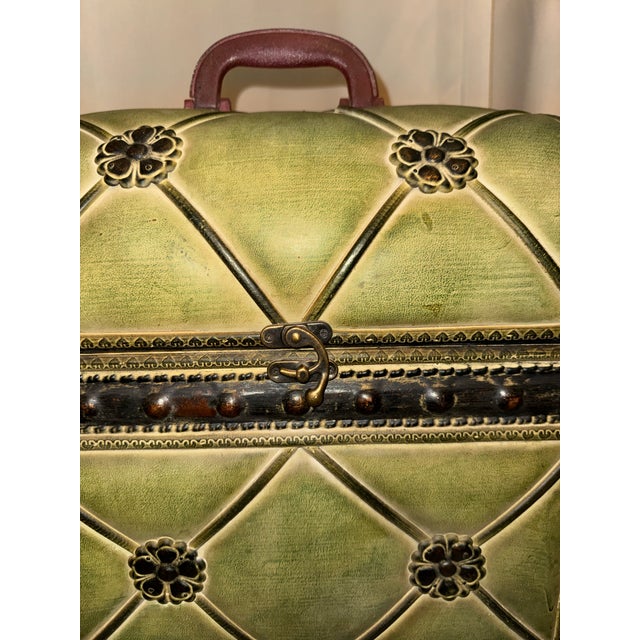 Uttermost "Milford" Large Joella Verde Tooled Leather Style Chest Trunk For Sale - Image 9 of 10