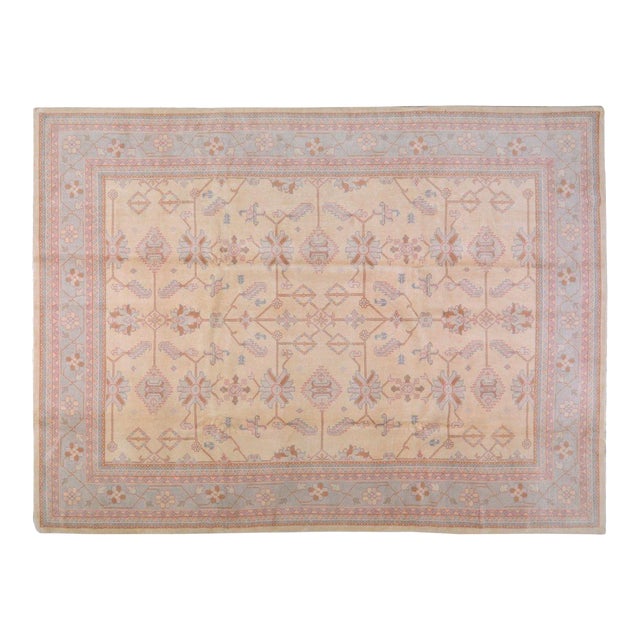 Vintage Turkish Oushak Hand Knotted Wool Rug, 8'10x12 For Sale