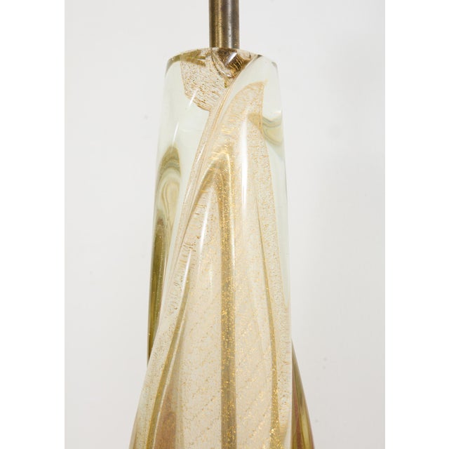 Metal Pair of Murano Gilt Swirl Glass Lamps by Salviati For Sale - Image 7 of 12