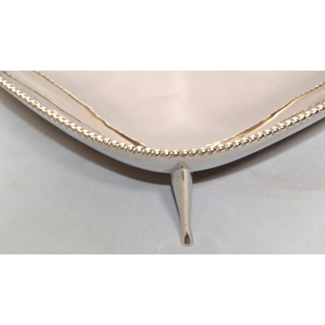 Art Deco Style Square Footed Bowl Silver Plated Steel & Silver Border Centerpiece For Sale In Miami - Image 6 of 13