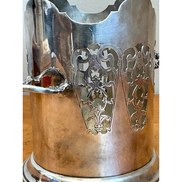 Vintage English Pierced Silver Plate Wine Holder For Sale - Image 11 of 12