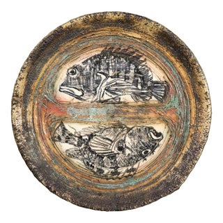 Studio Pottery Double Fish Dish, Dated 2003 For Sale