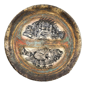 Studio Pottery Double Fish Dish, Dated 2003