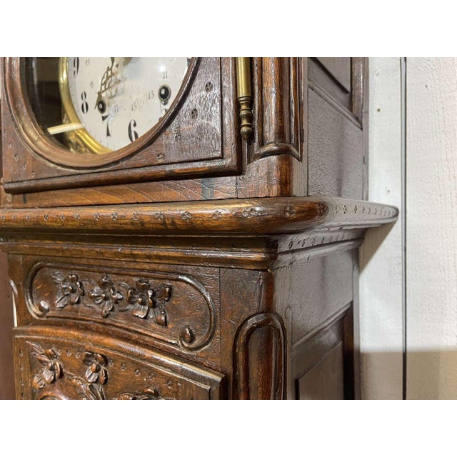 Antique Louis XV Oak Clock, 1800s For Sale - Image 9 of 15