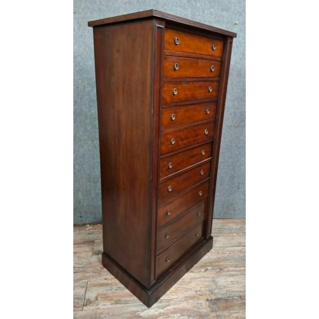 Brown Restoration-Style Weekly Chest in Mahogany and Mahogany Veneer For Sale - Image 8 of 10