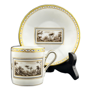 1970s Richard Ginori Fiesole Demitasse Cup and Saucer Set – Italian Porcelain Landscape Scene