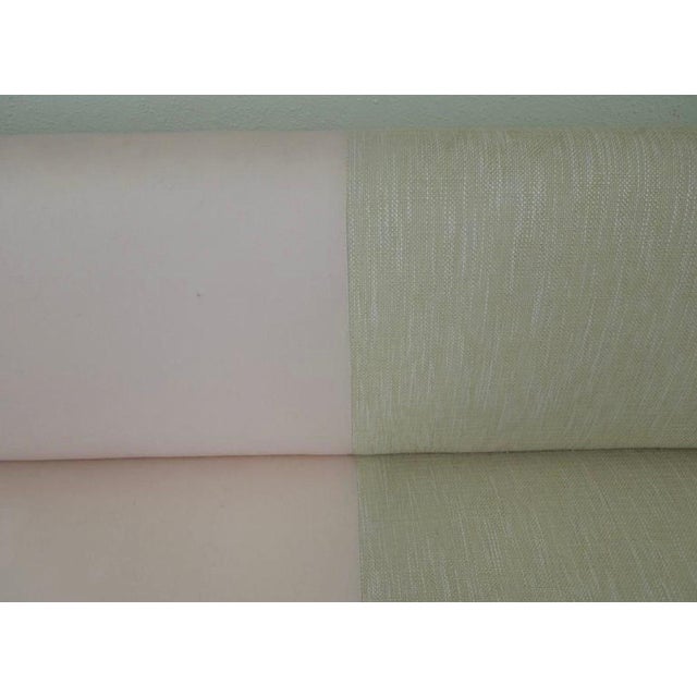 Modern Beige Linen & Pink Fabric Custom Made “Fashionista” Sofa with Matching Pillows For Sale - Image 3 of 7