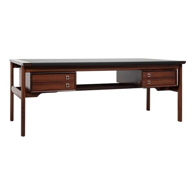 Vintage Danish Desk in Rosewood and Black Leather by Arne Vodder for Sibast, 1960s For Sale