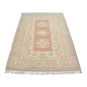 1960s Wool Bohemian Decor Faded Turkish Vintage Carpet