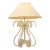 Mid 20th Century Sculptural Lucite Loop Table Lamp With Clear Curved Base and Linen Shade For Sale