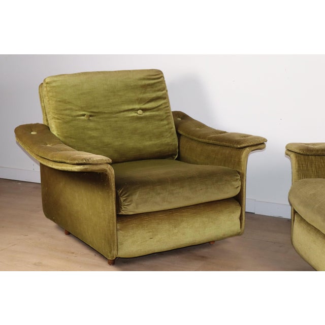 1960s Vintage Velvet Armchairs, 1960s, Set of 2 For Sale - Image 5 of 18