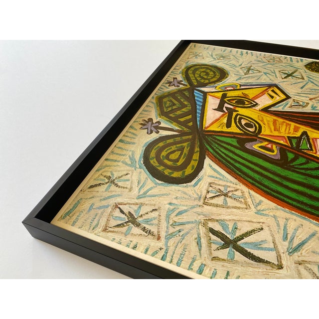 1960s Pablo Picasso Vintage 1968 Mid Century Danish Modern Lithograph Print Framed Cubist Exhibition Poster " Femme Assise Dans Un Fauteuil " 1941 For Sale - Image 5 of 18