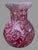 Antique Victorian Cranberry Opalescent Floral Decorated Art Glass Water Pitcher For Sale - Image 4 of 12