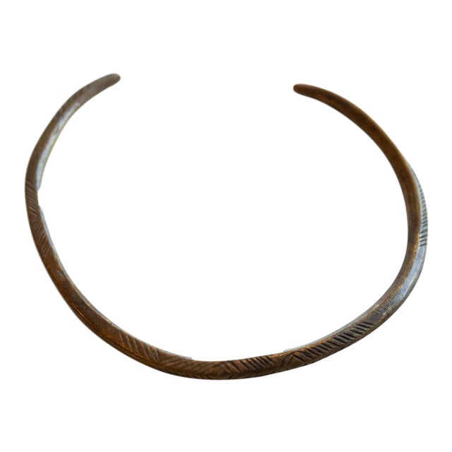 Vintage African Bronze Artifact With Geometric Detailing For Sale