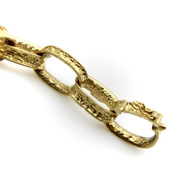 1990s 18k Gold Vintage Oval Link Bracelet For Sale - Image 5 of 7