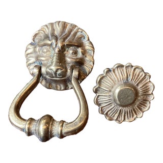 French Bronze Lion Head Door Knocker For Sale