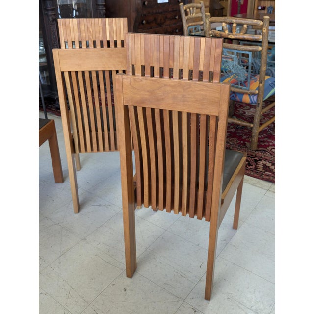 Wood Late 20th Century Monumental Studio Crafted Dining Table & 8 Chairs, Cherry Wood & Tile For Sale - Image 7 of 18