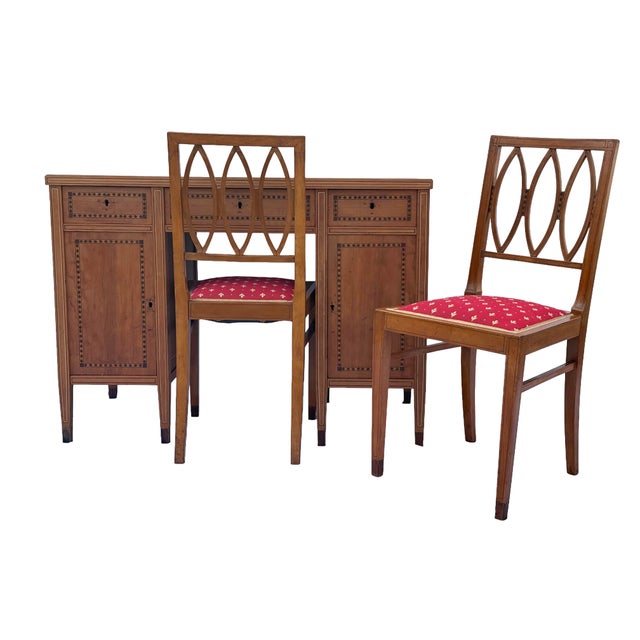 Wood Oval Inlaid Side Table attributed to Bruno Paul, Germany, 1910-1920 For Sale - Image 7 of 11